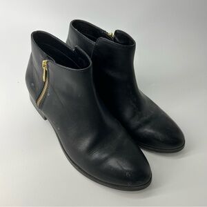 Aldo Black Ankle Boots with Gold Accent